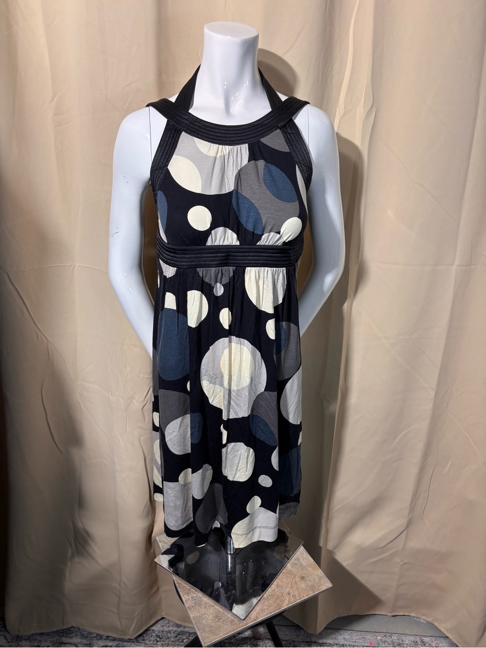 NWT Vintage Jacob Black Halter Polka Dot Dress